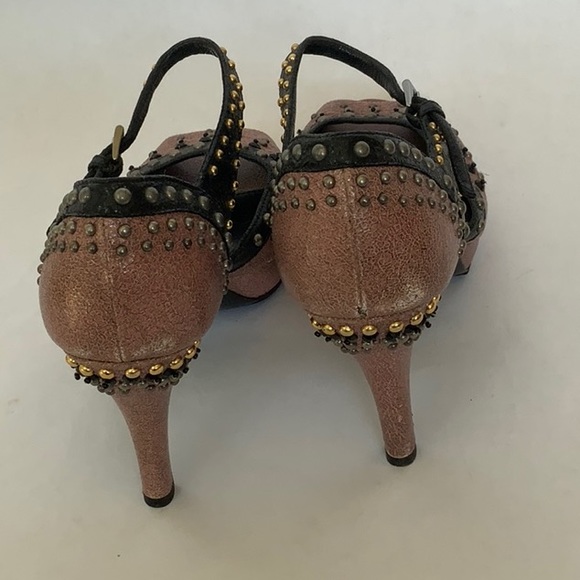 Prada Studded Pink Black Platform Heel size 8 - Picture 6 of 9